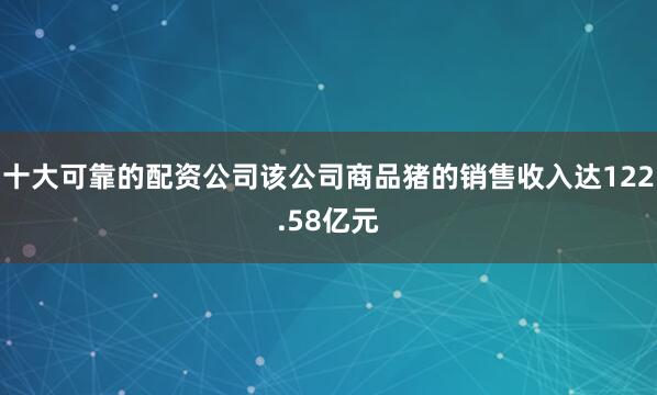 十大可靠的配资公司该公司商品猪的销售收入达122.58亿元
