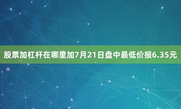 股票加杠杆在哪里加7月21日盘中最低价报6.35元